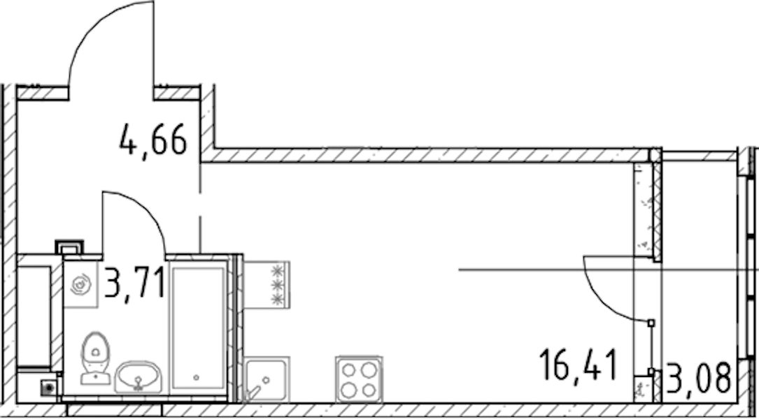 Квартира студия 24.78 м², 13/23 эт., ЖК «Город Первых»